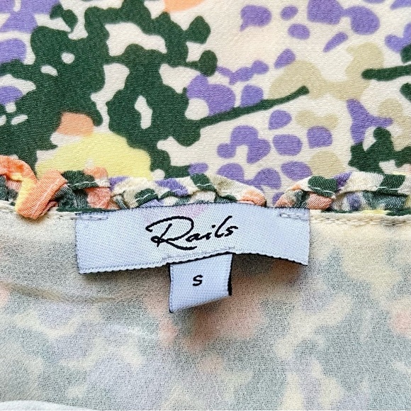 Evereve Rails Adalyn Midi Dress in Gardenia Floral Print Green Yellow Ruffle S - Picture 14 of 16